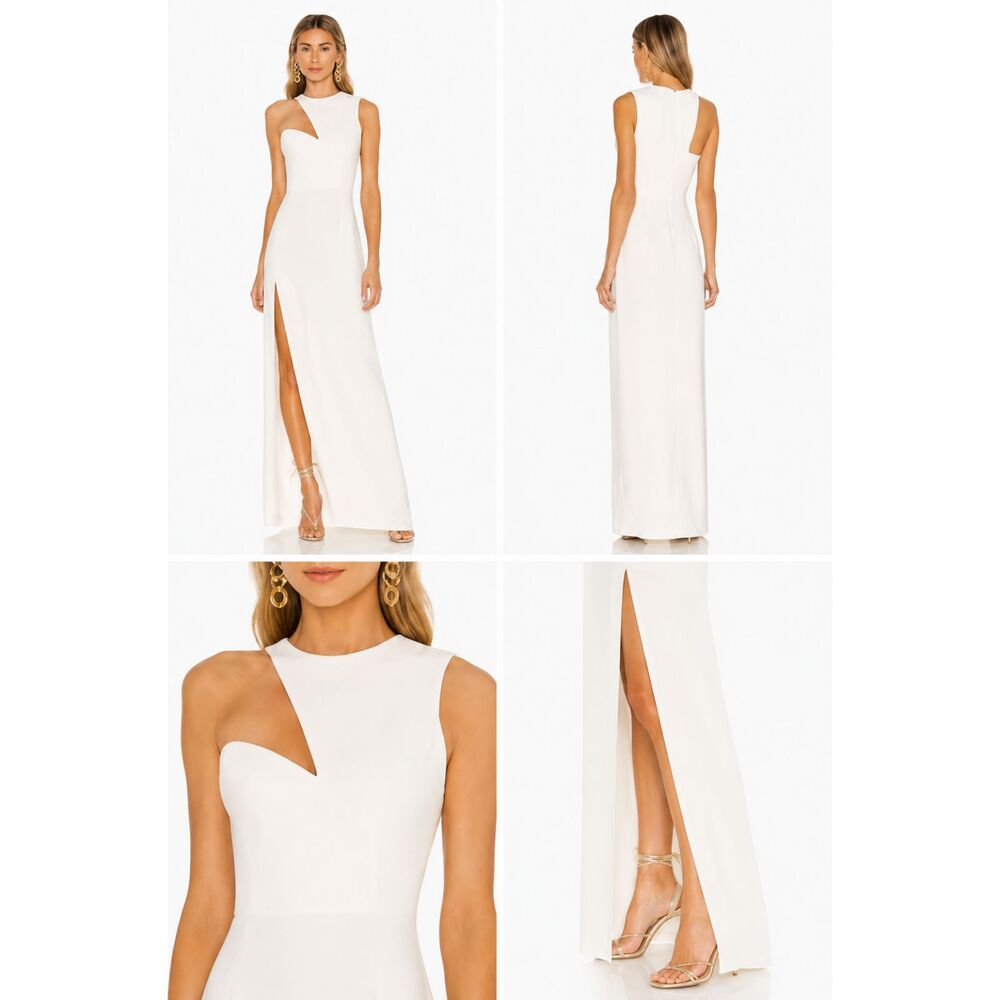 Amanda Uprichard Revolve One Shoulder Gown L Bridal Wedding Formal Ivory Gilda